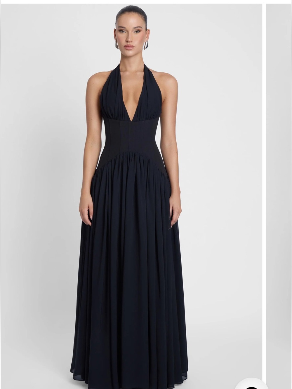 Elegant Black Halter Evening Gown - Women Dresses